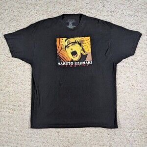 Naruto Uzumaki T-Shirt Shippuden Yell Mens 3XL Black Graphic Anime Tee 2020